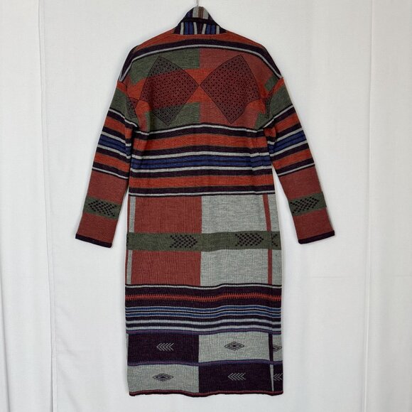Peruvian Connection Salone Tribal Print Wool Alpaca Knit Coat Cardigan X-Small - Picture 6 of 11